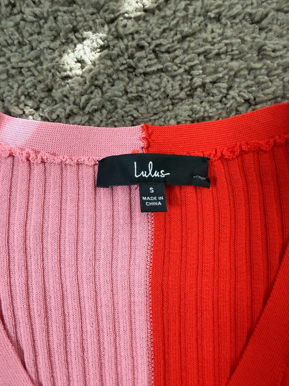 Lulu's Pink & Red Ribbed Button-Front Cardigan - Picture 2 of 2